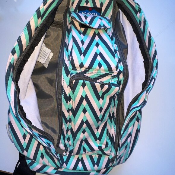 Kavu Rope Sling Bag Chevron 25th Anniversary Teal Pink Cotton Adjustable Strap - Picture 7 of 14